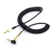 5Pc 3.5Mm 3-Pole Male To Male Plug Audio Aux Retractable Coiled Cable Length: 1.5M(Black)