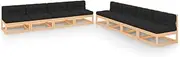 VRAXO 8 Piece Garden Lounge Set with Cushions Solid Pinewood -100KG,3083731