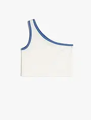 [Koton] Girls' One Shoulder Tank Top Textured Colour Contrast Shirt