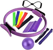 Generic 11-Piece Pilates Ring and Ball Set with Stretch Bands for Home Exercise