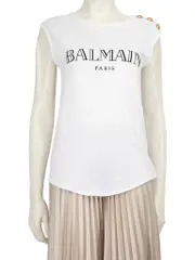 White Logo Printed Top