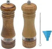 MASALACO Classic Salt and Pepper Grinder Set,Refillable Salt and Pepper Mills,Manual Oak Wood Salt Grinder,Pepper Grinder,Visible Adjustable Ceramic Grinding Rotor,2 Packs Set,16 cm Each