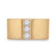 14k Yellow Gold Round Diamond 3-stone Matte Wedding Band 1/2 Cttw