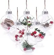 YSHIGUING Christmas Balls Ornaments,80mm DIY Clear Shatterproof Fillable Baubles Craft Balls Gifts for Wedding Xmas Party Decor,Filled with Artificial Snow Berry Rattan for Winter Theme