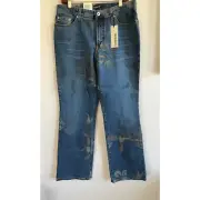 NWT Vintage Y2K Cambio Brenda Painted Floral Jeans, Size 12