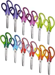 WA Portman 12 Pk Blunt Scissors for Kids - 5-Inch Blunt Tip Kids Scissors Bulk Classroom - No-slip Handle Grip & Durable Stainless Steel Blades - Children's Safety Shears Ideal for School and Home Use