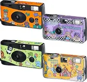 4 Pack Disposable Camera Single Use Camera with Flash 34mm Film Camera for Travel, Live House, Zoo, Amusement Park, Camp, Party Supply