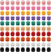 100Pcs Assorted Color Plastic Double Hole Spring Cord Lock End Stopper Fastener
