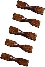 Mobestech 5pcs Creative Dumbbell Shaped Wooden Chopstick Rest Stand Japanese Style Kitchen Utensil Holder for Chopsticks Spoons Forks Tableware Accessory