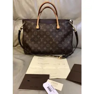 LV M40908 Monogram經典字紋Pallas紫色手提斜背兩用包