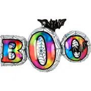 Halloween Holographic Iridescent Boo & Bat SuperShape Foil Balloon