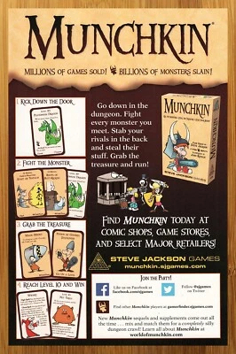 2014 Steve Jackson Games Munchkin TCG Trading Cards Print Ad/Poster Game Art 00s