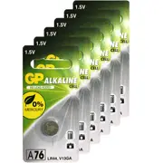 6pc GP LR44 A76 V13GA 1.5V Alkaline Button Cell Batteries for Calculators Watch