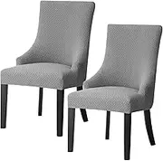 UKQRRTC 2Pcs Chair Covers, Breathable Dining Room Chair Covers, Waterproof Chair Slipcovers, Wing Back Side Chair Covers for Home Dining Room (Grey)
