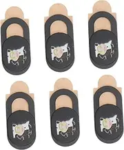 SWOOMEY 6Pcs Ultra Thin Cow Pattern Webcam Cover Slider for Privacy Protection Laptops Tablets Phones Easy Open Close Camera Cover for Peeping Hacking
