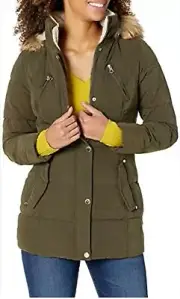 NAUTICA Women’s Puffer Rainproof Heavy Weight Down Coat Army Green Sz L NWT