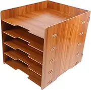 HOODANCOS File Storage Rack Multi-Layer Desk Organizer Paper File Organizer Book Display Stand Magazine Stand Literature Holder Rustic Mail Sorters Literature Rack Book Holder Wooden Brown