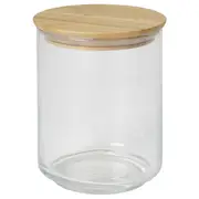 EKLATANT jar with lid, clear glass/bamboo, 0.8 l