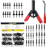 Mardatt 92 Pcs 6 Sizes Nylon Blind Rivets Assortment Set with Plastic Rivet Gun Set and Bonus Fastener Removal Tool for Automotive and More