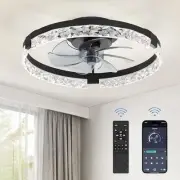 20 Inch Low Profile Ceiling Fans with Lights and Remote, Fandelier Ceiling