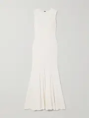 [Adam Lippes] Adam Lippes - Vivian Ribbed Silk Maxi Dress - Ivory - x small x small Ivory