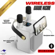 Portable Karaoke Machine Dual Wireless Microphones Smartphone Holder Bluetooth