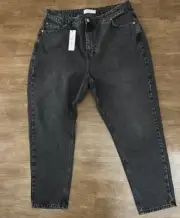Topshop Curve Women's Mom Jeans Washed Black Size 16 Plus Size New With Tags