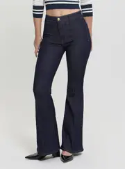 GUESS Women's High-Rise Amanda Extra Flared Jeans in Dark Wash Size: 29, Spandex