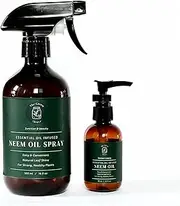 Pure Neem Oil and Essential Oil Blend (2.7 fl oz) with Amber Spray Bottle (16 fl oz capacity)