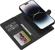 Procarcasa for iPhone 12 Wallet Case,for iPhone 12 Pro Flip Case,2 in 1 Magnetic Detachable Case with Card Holders Stand Feature PU Leather Phone Cover-Black