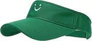 [Golirsteca] Women's U Smiley Face Embroidered Sun Sports Visor Caps Empty Top Adjustable Ball Caps
