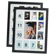 School Days Photo Frame K-12 School Years 2 Pack Black Frame With White Mat