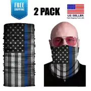 2 Pcs FACE MASK Thin Blue Line US FLAG Washable Reusable Face Mask Neck Gaiter