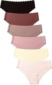 [DingLu] Seamless Bikini Underwear for Women High Cut No Show Underwear 6 Pack