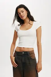 [Cotton On Women] Cotton On Women - Hailey Textured Short Sleeve - Vintage white XL VINTAGE WHITE