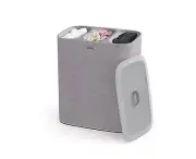 90L Grey Laundry Hamper with 3 Compartments and Removable Tote Bags