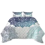 Teal Blue Mandala Coverlet