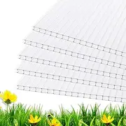 14 Pieces 4' x 2' x 0.16''Polycarbonate Panel for Greenhouse Twin-Wall Polycarbonate Waterproof UV Protected Reinforced Clear Sheets, Panels use for Greenhouse, Outdoor, Plant Stand Roof