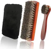 [rugwioyu] Shoe Brush Shoe Cleaning Brush 2 Pieces Horsehair Horse Hair Brush for Leather Shoe Brushes for Cleaning Shoe Brush Boot Brush Leather Shoes Boot Cleaning Brush Care Clean Dauber Applicators
