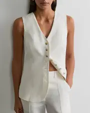 [Jag] Jag Women's Kayla Linen Vest In Milk White Size 10 10 White