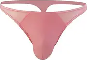 [Generic] Men's Fun Thong Underwear Sexy Lacquer Leather Ding Pants Transparent Mesh Stage Performance Triangle Underwear