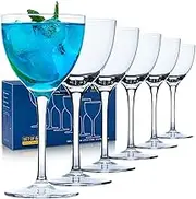 Nick and Nora Glasses, Martini Glasses Set of 4-6oz Hand Blown Lead-Free Crystal Cocktail Glasses for Martini, Manhattan, ni, Aperitifs - Elegant Bar Glassware in Gift Box
