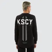 [Kiss Chacey] Arcade Dual Curved LS Tee Jet Black