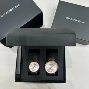 [二手] Emporio Armani 情侶對錶 玫瑰金 棕色錶帶