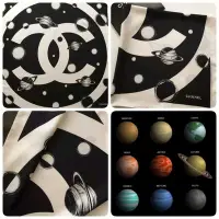 在飛比找Yahoo!奇摩拍賣優惠-Chanel ❤️ 行星 木星 真絲 絲巾 圍巾 90cm