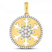 14k Yellow Gold Round Diamond Snowflake Fashion Pendant 5/8 Ctw