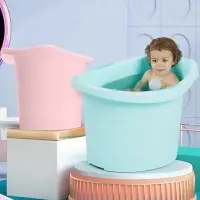 在飛比找樂天市場購物網優惠-兒童洗澡桶寶寶泡澡桶 家用大號浴桶洗澡盆孩浴缸圓形可坐厚