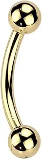 [Pierced Owl] 16GA ASTM F-136 Implant Grade Titanium Threadless Push-In Curved Barbell with One Fixed Ball