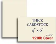 Thick & Heavy Cardstock - 120lb Cover - 4" x 6" Natural Cream - 325gsm 15pt Thick Paper - Index, Flash & Post Card Stock (40 Pack)