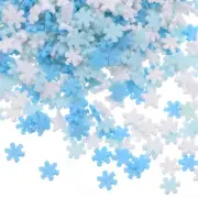 100g Snowflake Slices Polymer Slices, 5mm Clay Slices, Blue, White